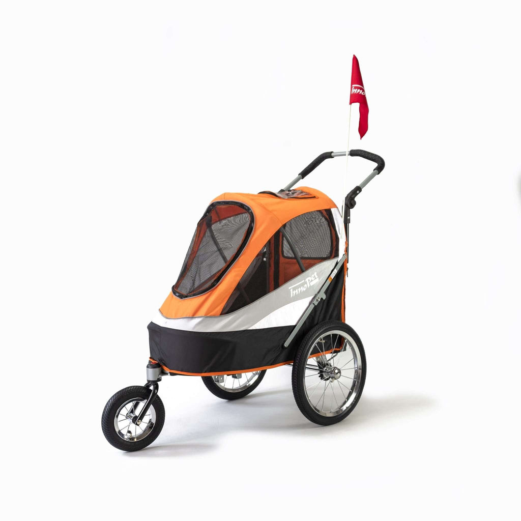 orange dog stroller Innopet Sporty Dog Stroller (and Bike Trailer!) - Free Rain Cover - 2 Year  Warranty Included