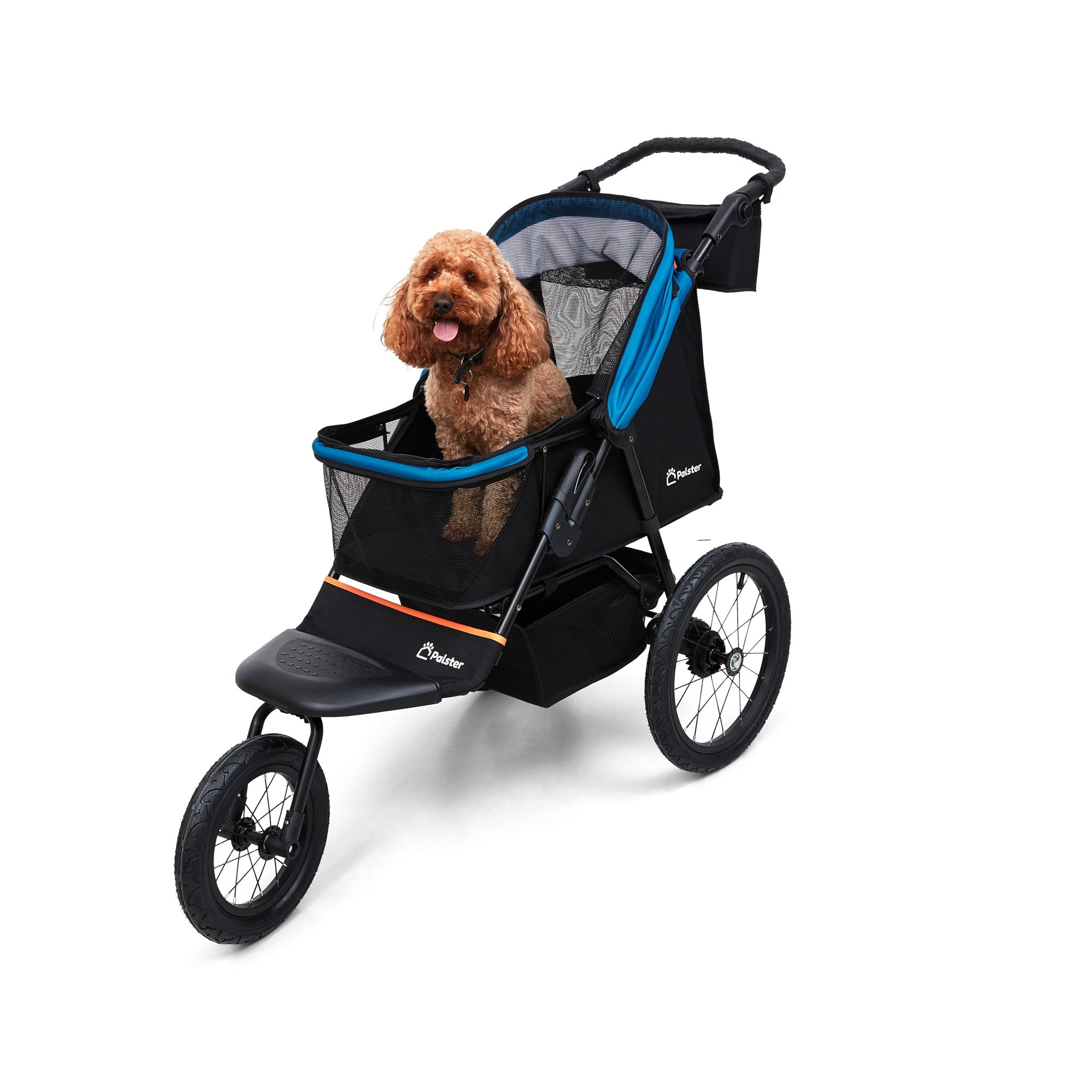 best dog stroller for rough terrain Palster Explorer All Terrain Dog Stroller - Black & Harbour Blue