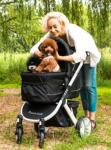 Piccolocane Tanto2 Luxury Dog Stroller Detachable Pet Carrier Free Rain Cover Black