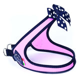 The Easy Fit Fashion Harness By Tre Ponti - Pink With Polka Dot Bow Tie