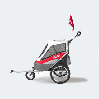 Innopet Sporty Dog Stroller (and Dog Bike Trailer!) - Free Rain Cover - Red/Grey